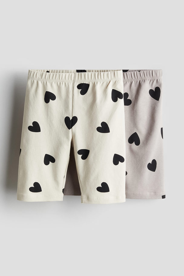 H&M 2-pack Cycling Shorts Light Greige/hearts