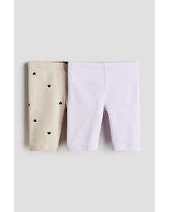 2er-Pack Radlershorts Helllila/Herzen