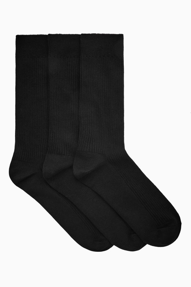 COS 3-pack Ribbed Socks Black