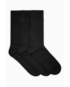3-pack Ribbed Socks Black