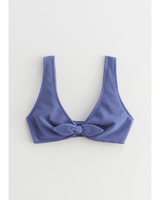 & Other Stories Crepe Knot Tie Bikini Top Blue
