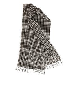 Gingham Wool Scarf Beige/checked