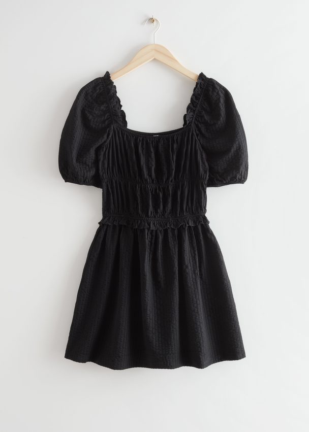 & Other Stories Voluminous Puff Sleeve Mini Dress Black