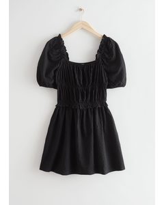 Voluminous Puff Sleeve Mini Dress Black
