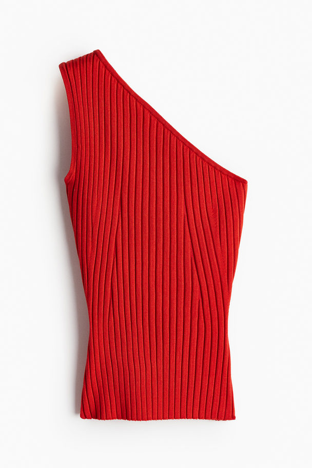 H&M One Shoulder-top I Ribstrikket Kvalitet Rød