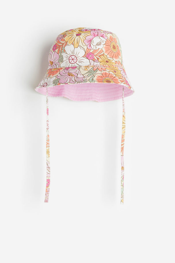 H&M Reversible Bucket Hat Light Pink/floral