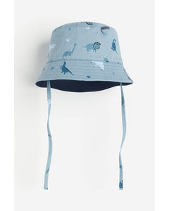 Reversible Bucket Hat Blue/dinosaurs