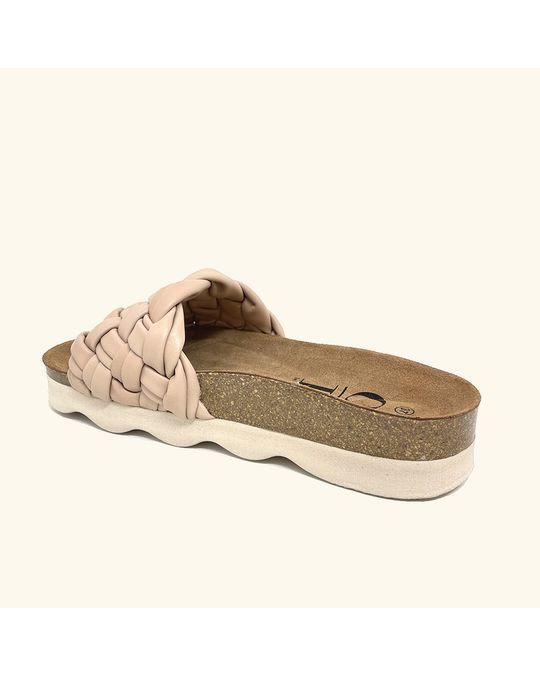 OE Shoes Delia Bio Sandal In Braided Microfiber Pink Colour
