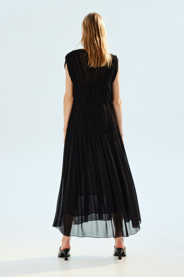 H&M Gathered Viscose Dress Black