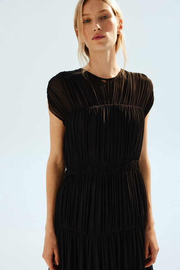 H&M Gathered Viscose Dress Black