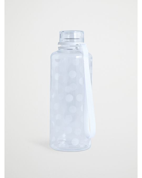 AFOUND OBJECTS Water Bottle  Dots Printed  White Ribbon