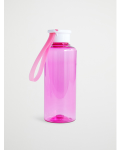 Water Bottle  Pink Solid Pink Rubber Ribbon