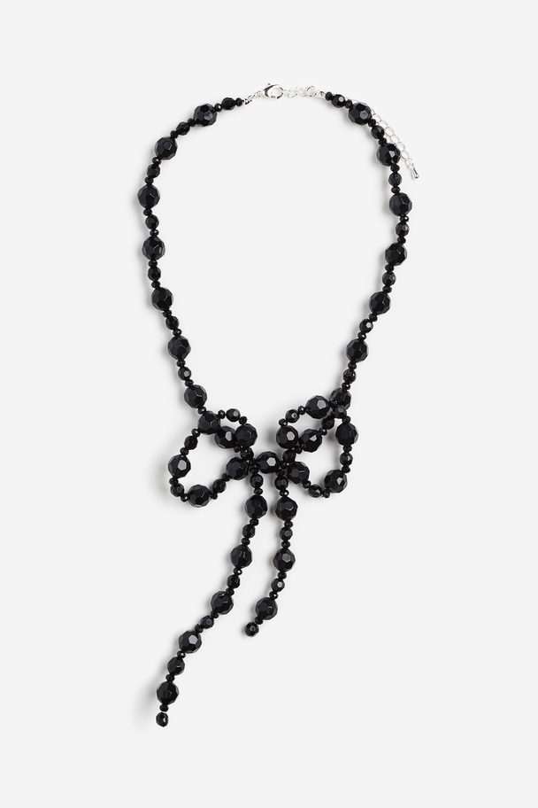 H&M Bow-detail Beaded Necklace Black