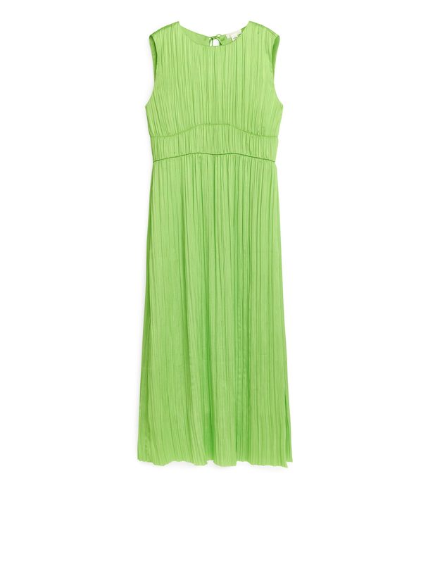 Arket Crinkled Sleeveless Dress Lime Green