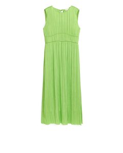 Crinkled Sleeveless Dress Lime Green