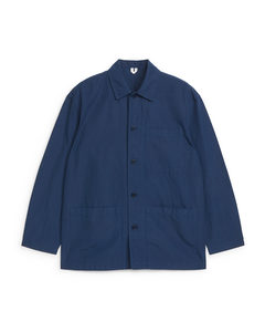 Cotton Linen Overshirt Dark Blue