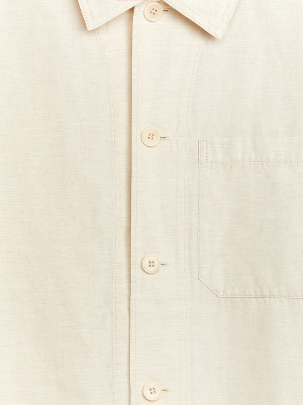 ARKET Cotton Linen Overshirt Natural Linen