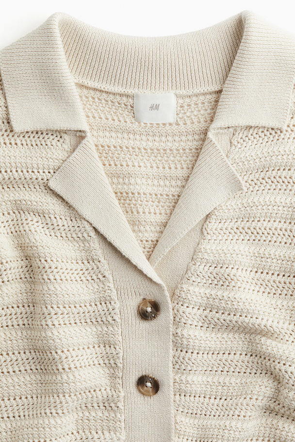 H&M Pointelle-knit Shirt Light Beige