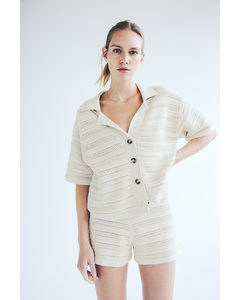 Pointelle-knit Shirt Light Beige