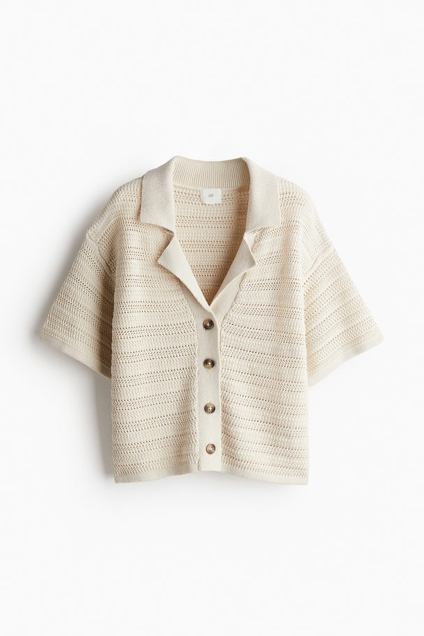 H&M Pointelle-knit Shirt Light Beige