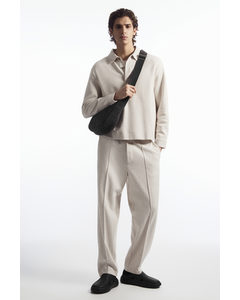 Pintucked Pull-on Jersey Trousers Off-white