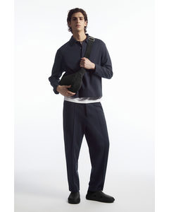 Pintucked Pull-on Jersey Trousers Navy