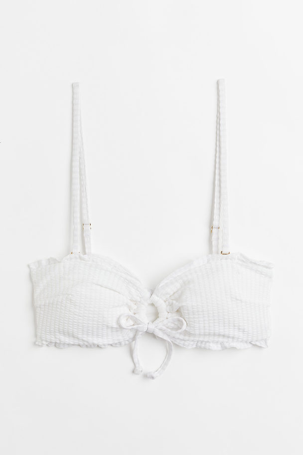 H&M Wattiertes Bandeau-Bikinitop Weiß