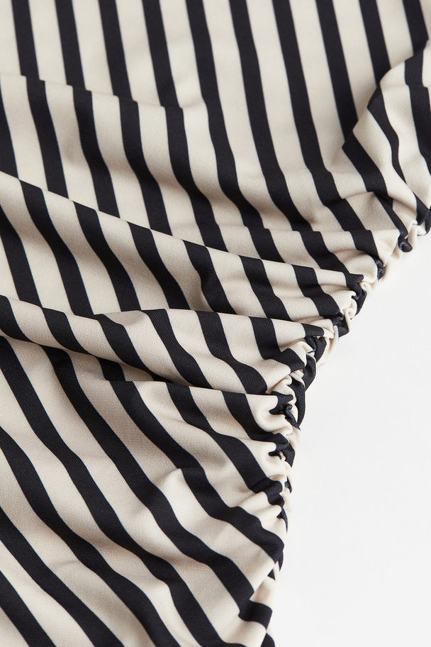 H&M Rynket Bodycon-kjole Lys Beige/stripet