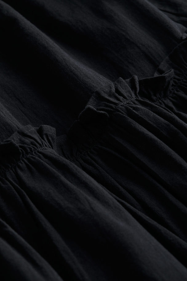 H&M Neckholder-Kleid mit Volantbesatz Schwarz