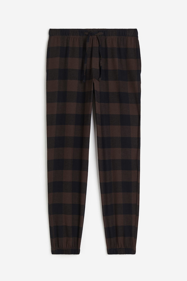 H&M Pyjamahose Regular Fit Braun/Schwarz kariert