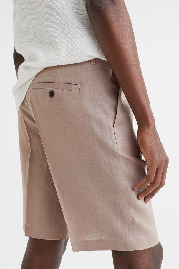 H&M Relaxed Fit Linen Shorts Light Beige