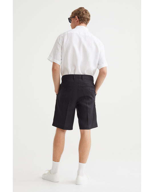H&M Relaxed Fit Linen Shorts Black