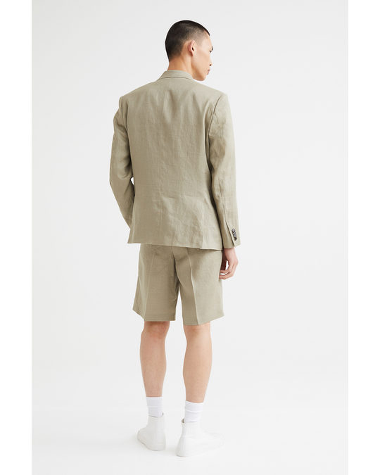 H&M Relaxed Fit Linen Shorts Pistachio Green