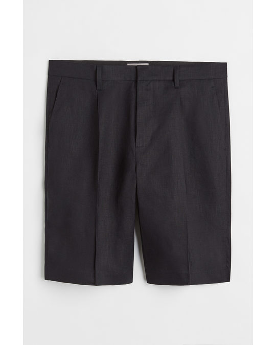 H&M Relaxed Fit Linen Shorts Black