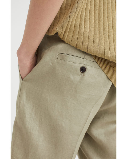 H&M Relaxed Fit Linen Shorts Pistachio Green