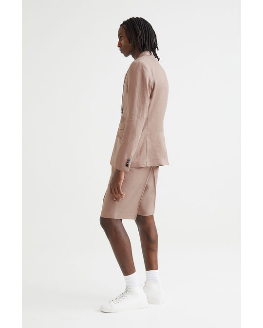 H&M Relaxed Fit Linen Shorts Light Beige