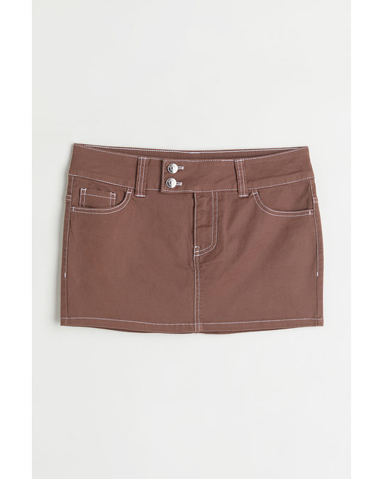 H&M Short Twill Skirt Brown