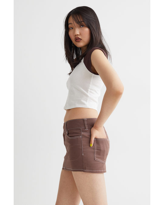 H&M Short Twill Skirt Brown