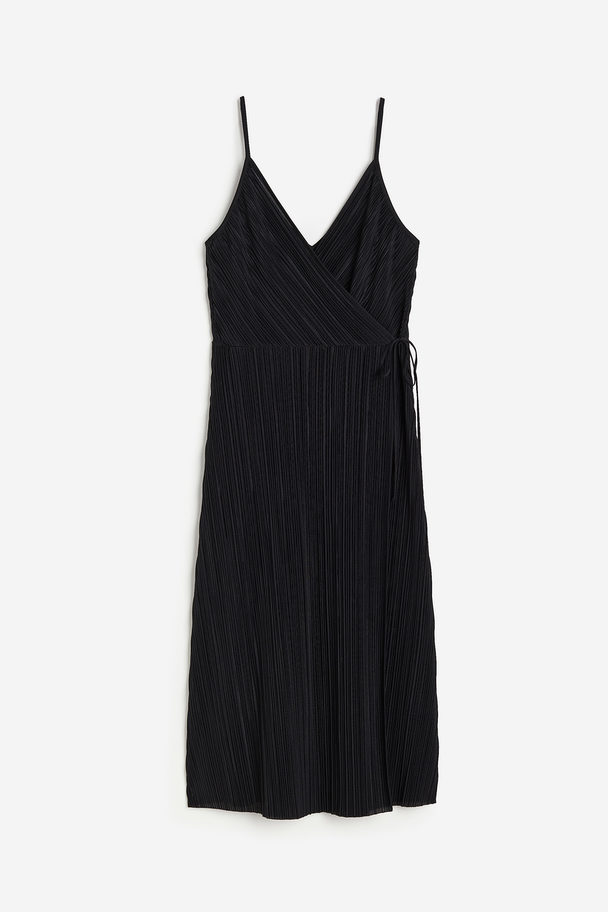 H&M Pleated Wrapover Dress Black
