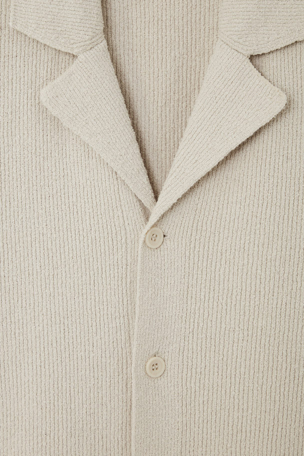 COS Short-sleeved Bouclé-knit Shirt Stone