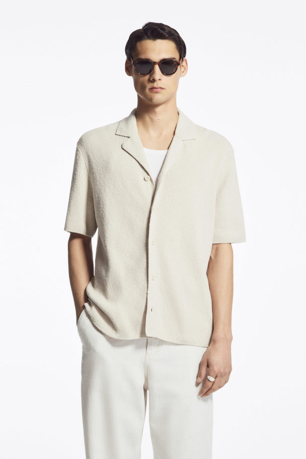 COS Short-sleeved Bouclé-knit Shirt Stone