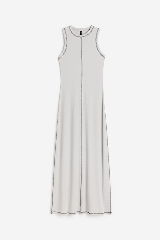 H&M Ribbad Bodycon-klänning Ljusgrå