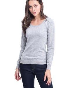 Round Neck Sweater Button Shoulders