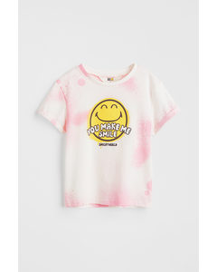 T-Shirt mit Print Weiß/SmileyWorld