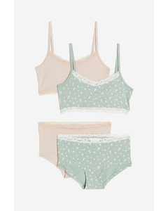 2-piece Cotton Jersey Set Dusty Green/floral