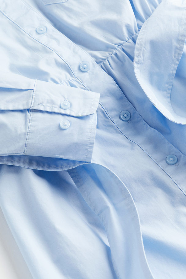 H&M Blusenkleid mit Bindegürtel Hellblau