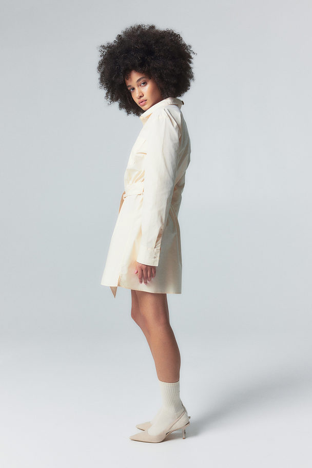 H&M Blusenkleid mit Bindegürtel Hellbeige