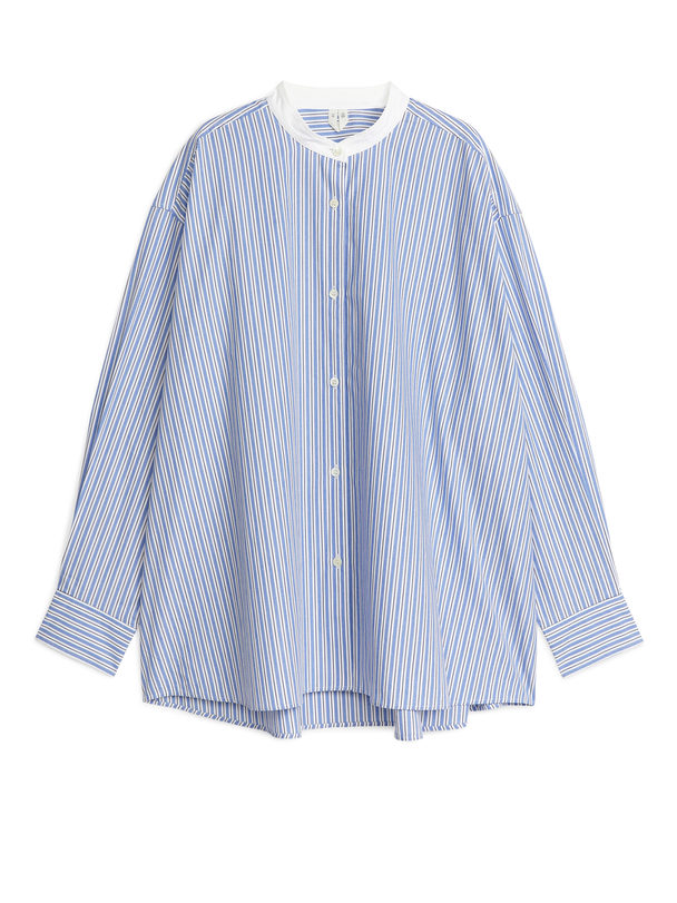 ARKET Oversize-Hemd aus Baumwolle Weiß/Blau