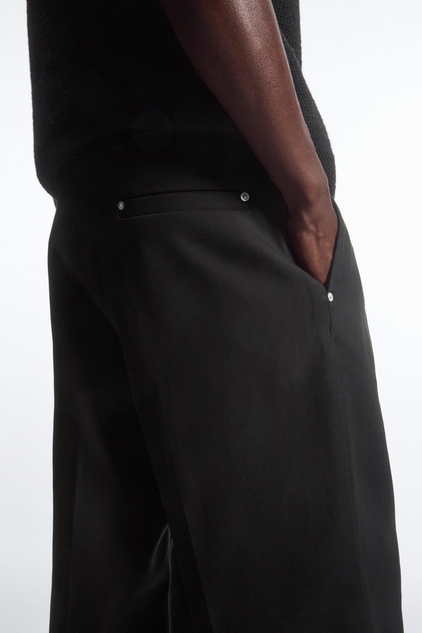 COS Wide-leg Pleated Utility Trousers Black
