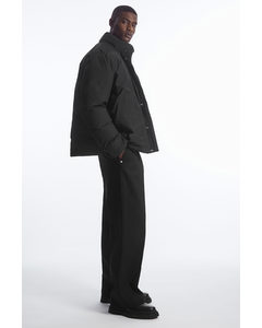 Wide-leg Pleated Utility Trousers Black